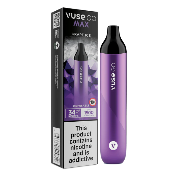 VUSE GO MAX GRAPE ICE DISPOSABLE - 1500 PUFFS Chasemycloud VUSE GO MAX GRAPE ICE DISPOSABLE - 1500 PUFFS Chasemycloud