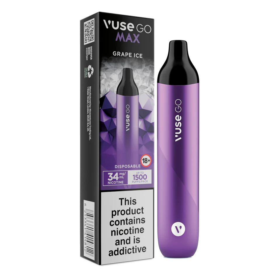 VUSE GO MAX GRAPE ICE DISPOSABLE - 1500 PUFFS Chasemycloud VUSE GO MAX GRAPE ICE DISPOSABLE - 1500 PUFFS Chasemycloud